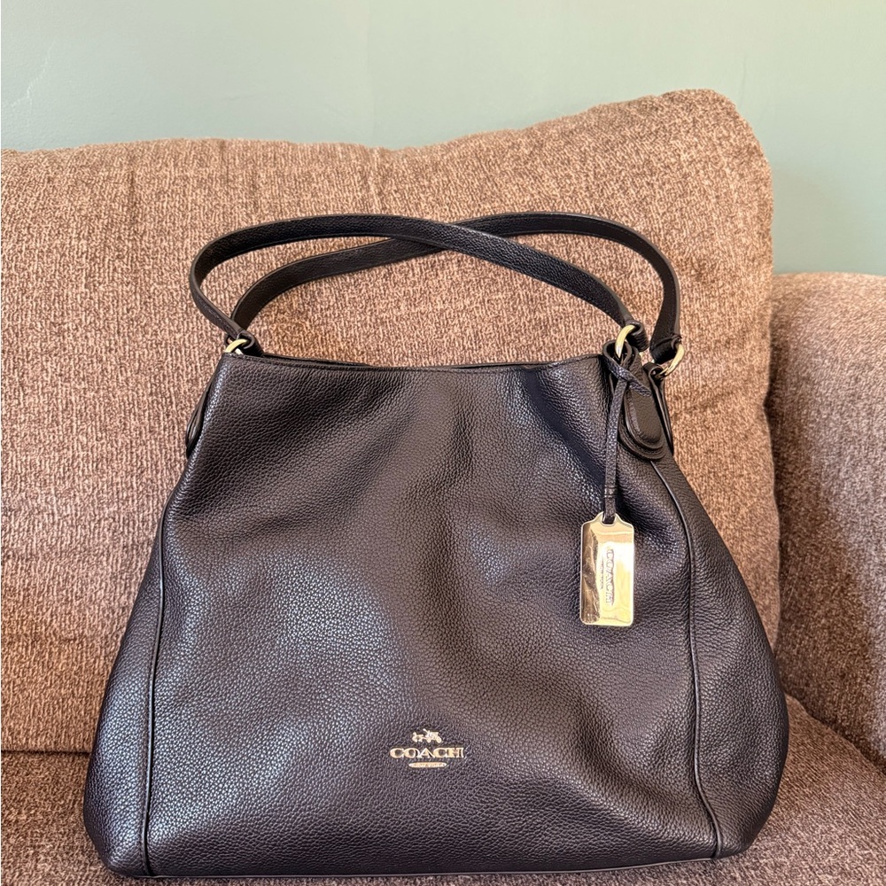 Coach Edie 31 Pebbled Black Leather Bag